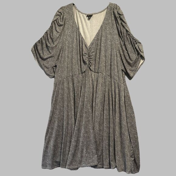 Torrid Mini Studio Knit Cinch Front Skater Dress Babydoll Size 6X Herringbone - Picture 5 of 11